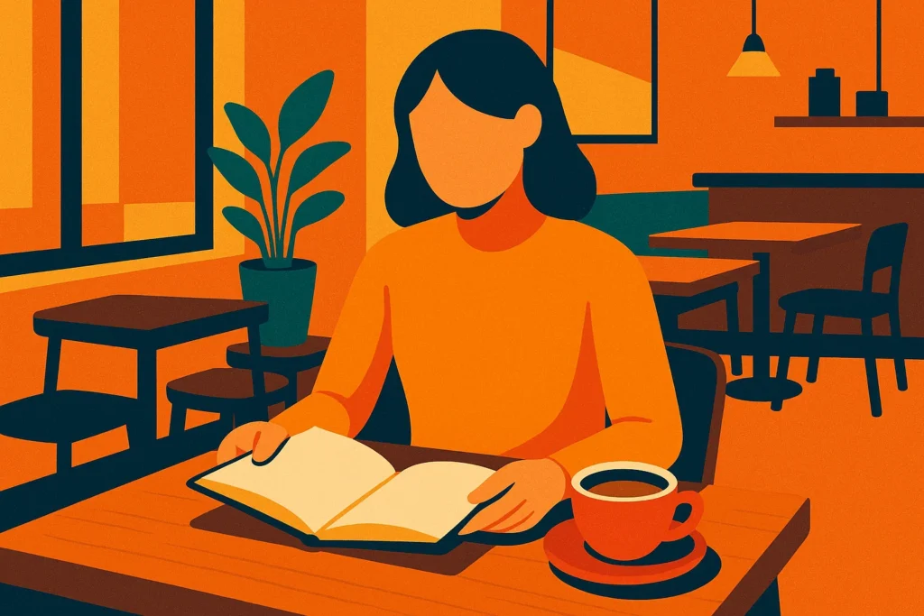 A person reading a book in one of the best cafes in Da Nang.