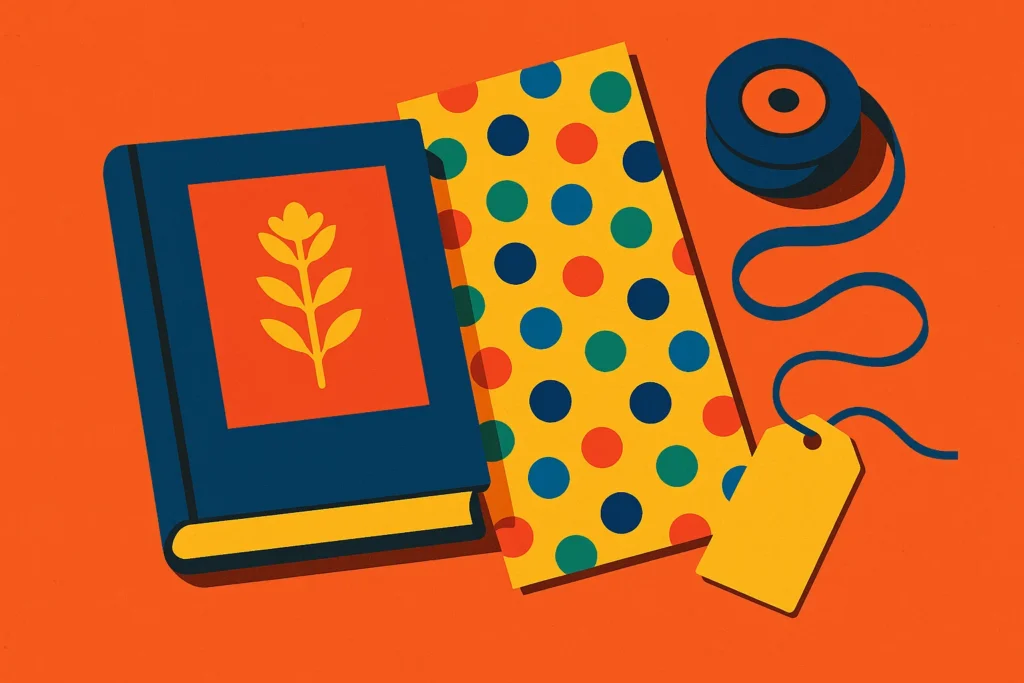 A beautifully wrapped book ready to be given as a gift.