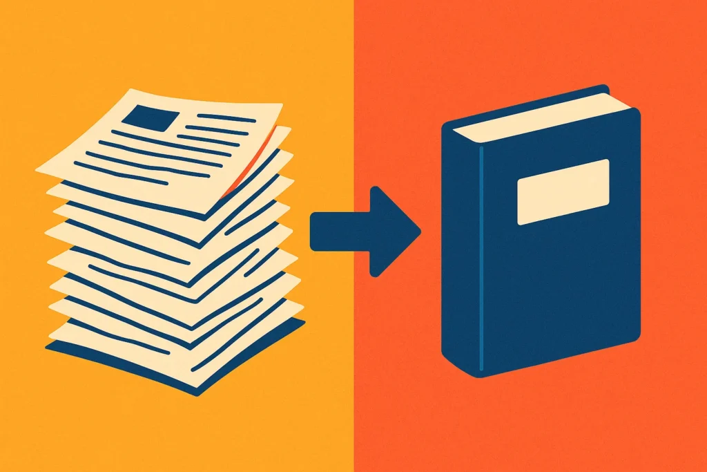 A manuscript being transformed into a self-published book in Vietnam