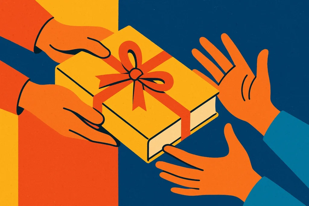 A person receiving a book as a gift, showing how to choose the perfect book gift