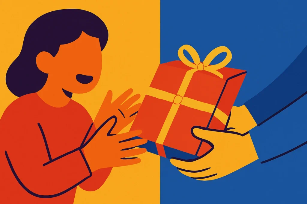 A person receiving a book as a gift, showing how to choose the perfect book gift.