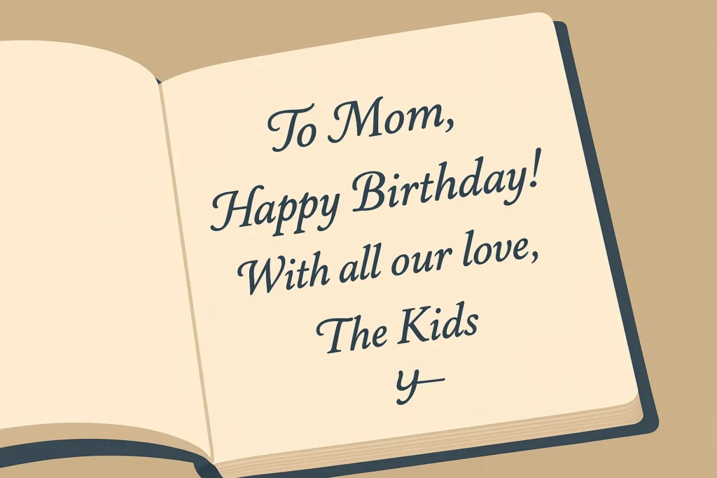 A personalized message inside a book, making it a perfect gift