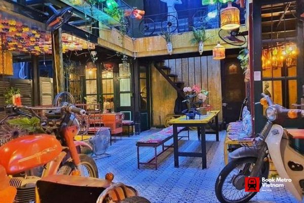 The unique, recycled decor at Hidden Gem Cafe in Hanoi.
