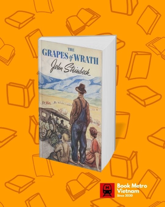 The book cover for the great American novel, The Grapes of Wrath.