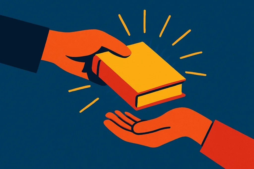 A founder gifting an essential startup book, inspired by Alex Hormozi.